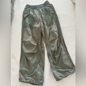 Women's Olive Green Wide-Leg Track Pants